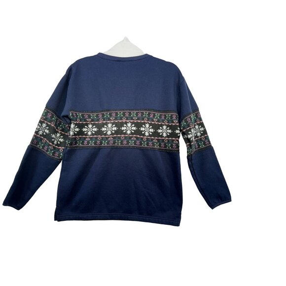 Vintage Copper Key Nordic-Inspired Sweater XL 16 Navy Blue Grannycore - Picture 7 of 9